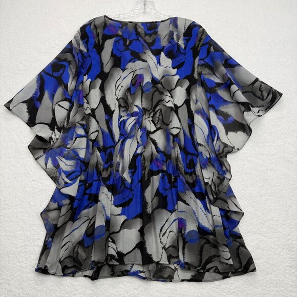 Catherines Flutter Sleeve Tunic Top Bold Floral Beaded Neck Flowy Size 1X 18-20W - Picture 6 of 10